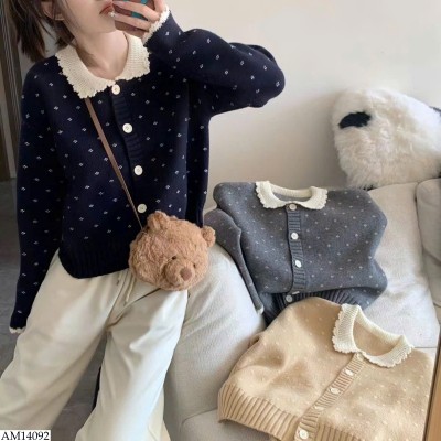 AM14092 ÁO CARDIGAN LEN PHỐI CÚC CHO NỮ
