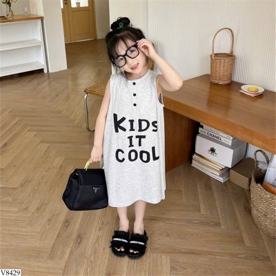 V8429 VÁY SÁT NÁCH PHỐI CHỮ CHO BÉ