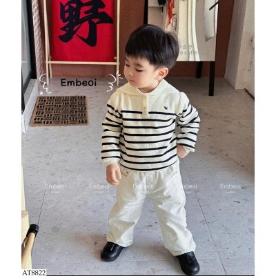 AT8822 ÁO LEN KẺ THÊU CÚN CHO BÉ