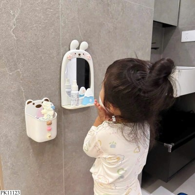 PK11123 SET GƯƠNG THỎ, KỆ GẤU TREO TƯỜNG (KO KÈM STK)