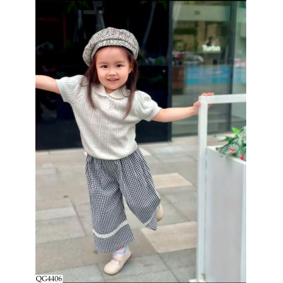QG4406 QUẦN KẺ ỐNG RỘNG BÉ GÁI