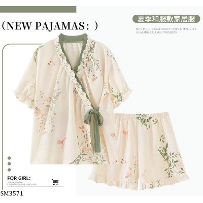 SM3571   BỘ ĐỒ NGỦ HOA NHÍ DÁNG KIMONO