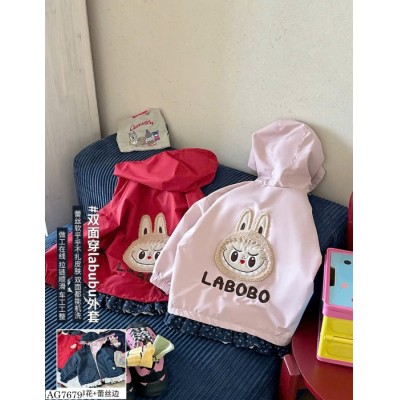 AG7679  ÁO KHOÁC MŨ 2 MẶT LABUBU CHO BÉ