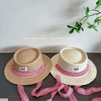 M4381 MŨ RƠM PHỐI DÂY CHO BÉ GÁI