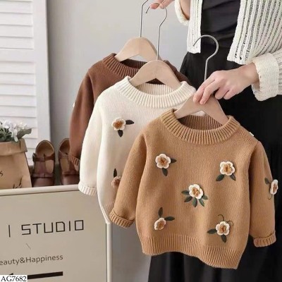 AG7682 ÁO LEN HOA NỔI CHO BÉ GÁI