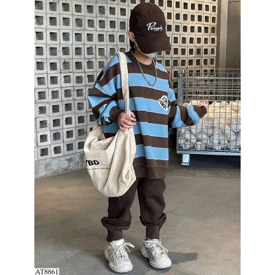 AT8861 ÁO NỈ KẺ MÀU CHO BÉ TRAI