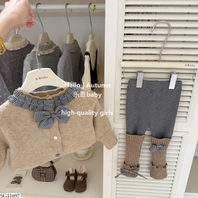 SG11697 SET ÁO LEN PHỐI KẺ MIX QUẦN LEGGING BG