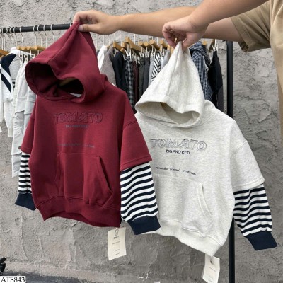 AT8843 ÁO HOODIE THÊU CHỮ PHỐI KẺ BT