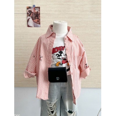 AG7676 SET ÁO THUN MICKEY PHỐI SƠ MI