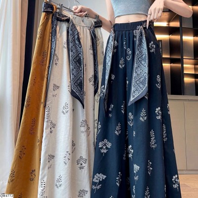 QM4772 QUẦN SUÔNG HỌA TIẾT KÈM KHĂN