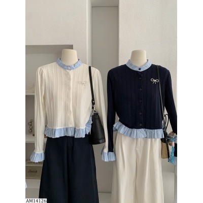 AM14126 ÁO CARDIGAN PHỐI VIỀN BÈO