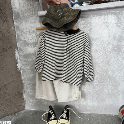 ST6414 SET ÁO KẺ NGANG MIX QUẦN JEAN SUÔNG