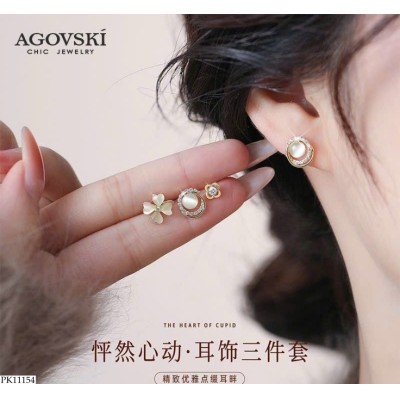 PK11154 SET 3 ĐÔI BÔNG TAI AGOVSKI