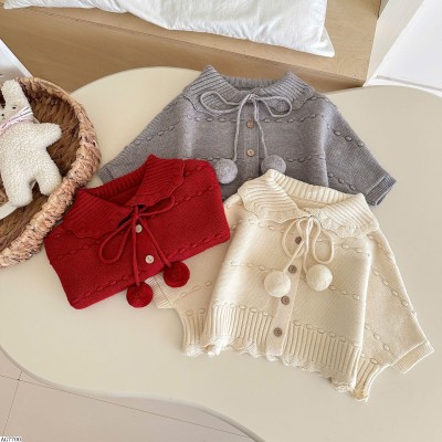 AG7700 ÁO CHOÀNG LEN CARDIGAN NƠ HELLO KITTY