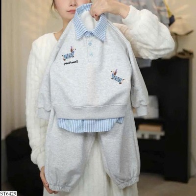 ST6429 BỘ NỈ PHỐI CỔ SƠ MI BT