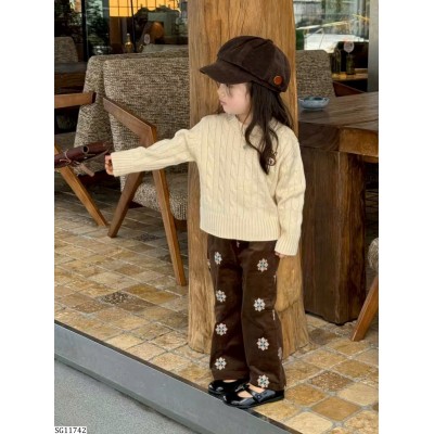 SG11742 SET ÁO LEN MIX QUẦN NHUNG HOA