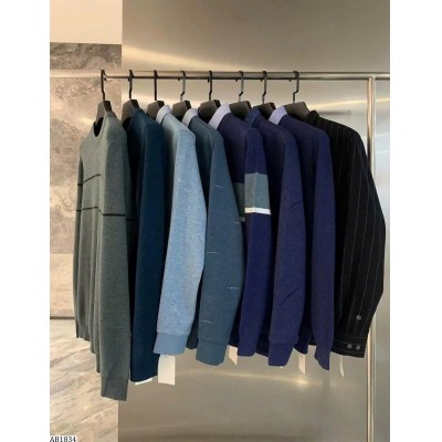AB1834 ÁO LEN CỔ SƠ MI IN BLUE NAM