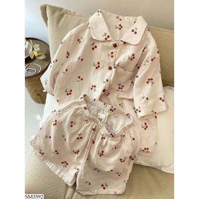 SM3592 BỘ PIJAMA CỘC TAY QUẢ CHERRY