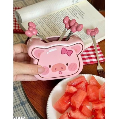 PK11175 LỌ ĐỰNG NĨA HEO HỒNG CUTE
