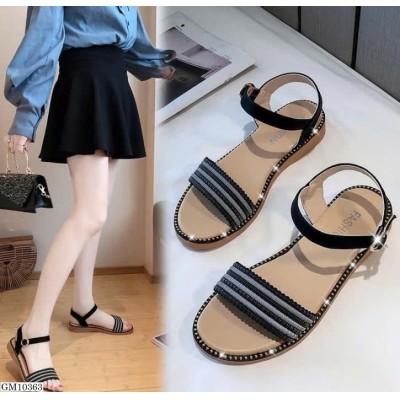 GM10363 SANDAL QUAI NGANG VIỀN ĐÁ NỮ