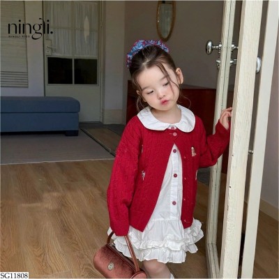 SG11808 SET ÁO CARDIGAN PHỐI VÁY ĐUÔI CÁ NINGLI