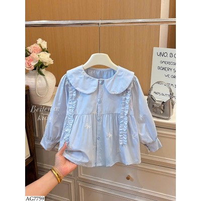 AG7759 ÁO SƠ MI NƠ BABYDOLL NƠ CHO BÉ GÁI