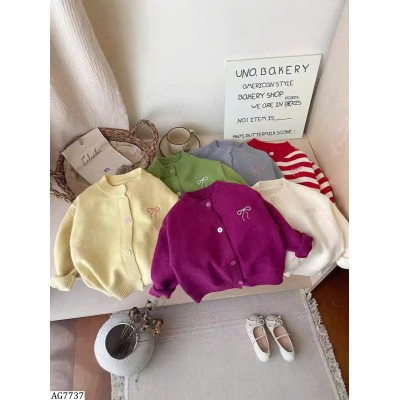 AG7737 BST ÁO LEN CARDIGAN NƠ CHO BÉ