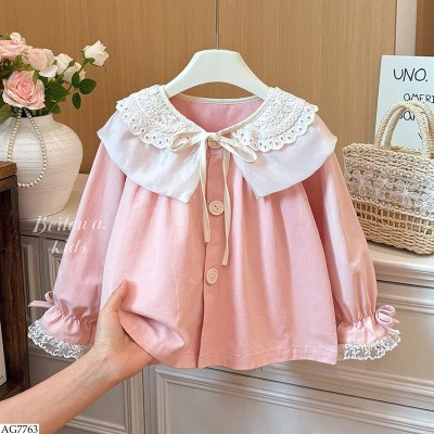 AG7763 ÁO SƠ MI PHỐI BÈO CHO BÉ GÁI