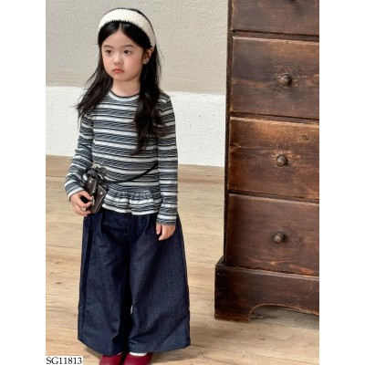 SG11813 SET ÁO KẺ MIX QUẦN JEAN ỐNG RỘNG