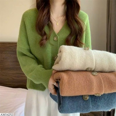 AM14252 ÁO LEN CARDIGAN CỔ V NỮ