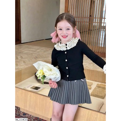 SG11833 SET ÁO DÀI TAY MIX CV XẾP LY