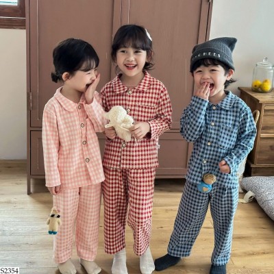 S2354 BỘ MẶC NHÀ KẺ CARO CHO BÉ