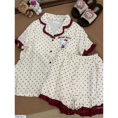 SM3617 PIJAMA CỘC TAY CHẤM BI KITTY