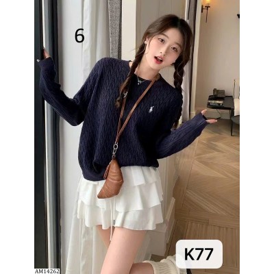 AM14262  ÁO LEN THÊU NGỰA CỔ TRÒN