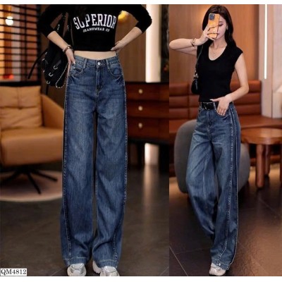 QM4812 QUẦN JEAN SUÔNG PHỐI VIỀN TÔN DÁNG NỮ