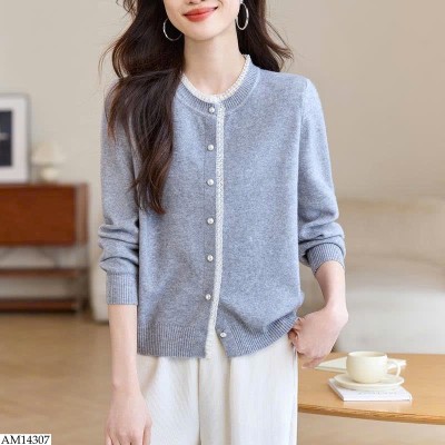 AM14307 ÁO LEN CARDIGAN PHỐI VIỀN CHO NỮ
