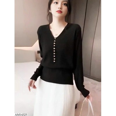 AM14325 ÁO LEN DỆT KIM CỔ TIM CHO NỮ