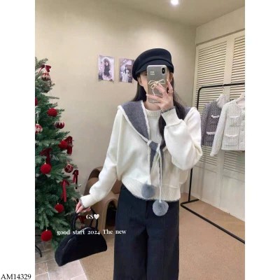 AM14329 ÁO LEN PHỐI KHĂN CHO NỮ