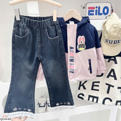 QG4448  QUẦN JEAN ỐNG LOE PHỐI REN KITTY KACADY