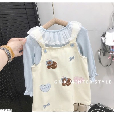 SG11843 SET ÁO CỔ BÈO MIX VÁY YẾM