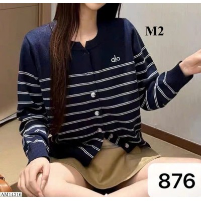AM14316 ÁO KHOÁC LEN PHỐI KẺ THÊU CHỮ "ALO" NỮ