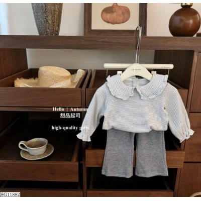SG11882  SET ÁO CỔ BÈO + QUẦN ỐNG LOE CHO BÉ