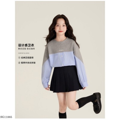 SG11885 SET ÁO NỈ PHỐI SƠ MI + CHÂN VÁY CHO BÉ