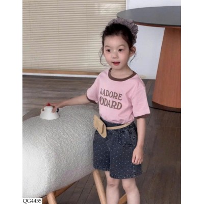 QG4455 QUẦN SHORT JEAN CHẤM BI BG
