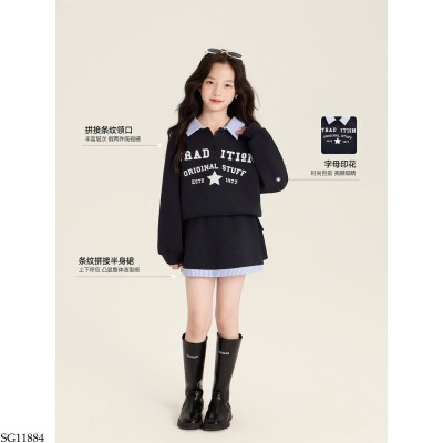 SG11884 SET ÁO POLO NỈ MIX CV BÉ GÁI