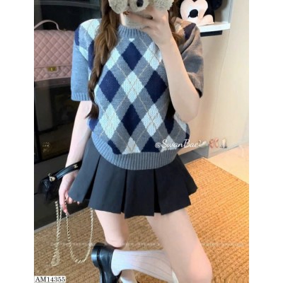 AM14355 ÁO CARDIGAN DÀI TAY VÀ CỘC TAY HỌA TIẾT Ô TRÁM