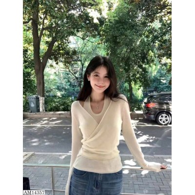 AM14357 ÁO LEN 2 MẢNH DẠNG CỔ YẾM NỮ