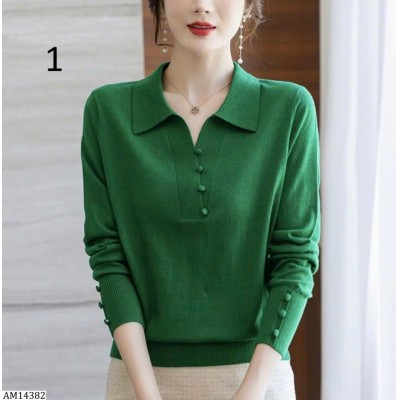AM14382 ÁO LEN NỮ CỔ V