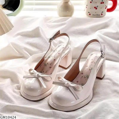 GM10424  GUỐC MARY JANE NƠ GÓT VUÔNG