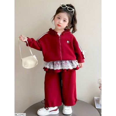 SG11911 SET NỈ TONE ĐỎ CHO BÉ GÁI